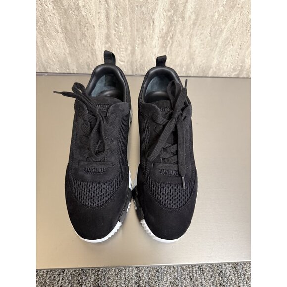 Hermes Black Lace-Up Sneakers Womens Size 40 Vegan Leather & Mesh With White Pla main image 9
